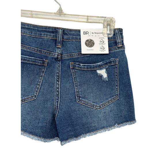BP Womens Cut-Off Shorts Blue Distressed Frayed Dark Wash Stretch Denim 25 New - Picture 6 of 8